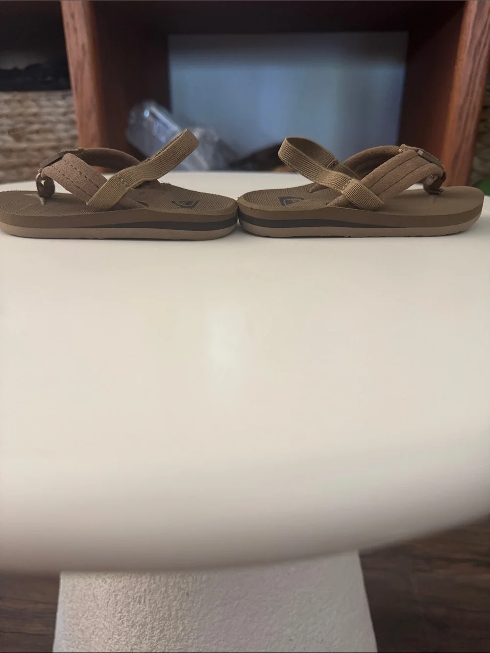 Toddler Brown Flip Flop Sandals with Secure Back Strap